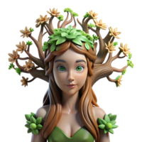 gorgeous exemplary A serene dryad emerging from an ancient oak tree, adorned with vines and blossoms, soft diffused lighting, pre Raphaelite style png