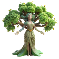 nostalgic immaculate An ethereal dryad emerging from a giant oak tree, dappled sunlight filtering through the leaves, Pre Raphaelite style sharp png