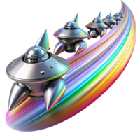 picturesque victorian A fleet of sleek, silver spaceships, warping through hyperspace, leaving trails of swirling, rainbow colored energy. Abstract style, vibrant lighting sharp png
