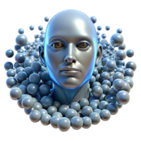 etéreo linda uma enxame do nanobots formando a forma do uma humano face, Individual bots cintilante gostar brilho, brilhante e etéreo iluminação, digital arte estilo autêntico png