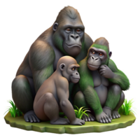 beautiful modern A family of gorillas grooming each other, jungle setting, natural lighting, documentary photography style ultra HD png
