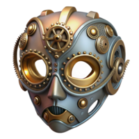 splendid classic A steampunk mask, intricate filigree and gears, concealing the wearer s identity, mysterious lighting, masquerade ball style authentic png