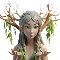 inspired abstract A serene dryad emerging from a willow tree, dappled sunlight, soft focus, pre Raphaelite style premium png
