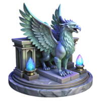 breathtaking reflective organic A majestic griffin with iridescent feathers, perched atop a crumbling marble altar, bathed in ethereal moonlight. Intricate, hyperrealistic style elite png