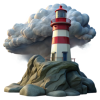 radiant futuristic A solitary lighthouse perched on a rocky cliff, dramatic stormy skies, oil painting, romantic style handcrafted png