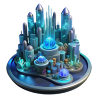 calm wonderful A futuristic city built on the ocean floor, bioluminescent corals illuminating the underwater structures, science fiction style handcrafted png