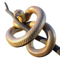 striking exceptional A slithering snake coiled around a branch in a rainforest, illuminated by dappled sunlight, rendered in a photorealistic style png