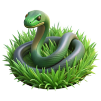 sumptuous abstract A slithering snake through lush green grass, dappled sunlight, detailed and realistic style artisan png