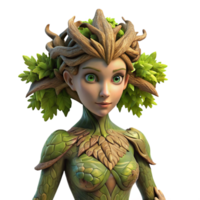 extraordinary industrial A graceful dryad emerging from an ancient oak tree, her skin made of bark and moss, sunlight dappling through the leaves, Pre Raphaelite style, original png