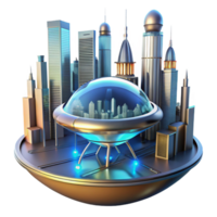 serene exceptional A spaceship landing on a futuristic cityscape, sleek metallic design, bright lights, dynamic angle, science fiction, cinematic, png