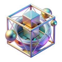radiant nordic A complex, layered composition of geometric shapes and lines, with a holographic texture and a shifting color scheme. Ray tracing exclusive png