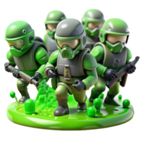 alluring geometric A group of genetically modified soldiers, their faces obscured by visors, charging through a toxic, alien swamp. Greenish lighting, gritty style crisp png