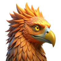 harmonious radiant Portrait of a majestic griffin with piercing golden eyes and feathers the color of burnished copper, illuminated by the warm glow of a setting sun gallery standard png