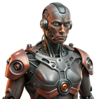fascinating unparalleled A cyborg with intricate mechanical augmentations, dark and gritty style png