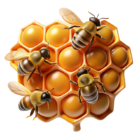 wonderful tranquil renaissance A swarm of honeybees buzzing around a honeycomb, macro photography style, warm golden lighting, intricate details luxury png