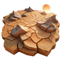 gorgeous whimsical rustic A cracked earth desert landscape, harsh midday sunlight, photorealistic and desolate style luxury png