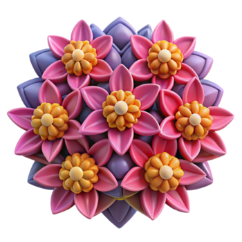 förtjusande exemplarisk en fält av vibrerande, geometrisk blommor, varje med en unik mönster och Färg, anordnad i en mosaik- mönster. op konst stil png