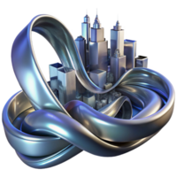 sought after modern Flowing ribbons of liquid mercury, reflecting a distorted cityscape at night, surrealist style artisan png