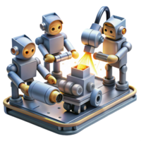 exquisite classic A group of robots working on an assembly line, sparks flying, illuminated by industrial lighting, in a futuristic, manufacturing style 8K png