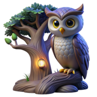 pristine nostalgic art deco A wise old owl perched on an ancient oak tree, twilight lighting, fantasy art style luxury png