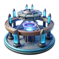 captivating tropical A futuristic space station with rotating sections and glowing energy fields, starry night sky, science fiction style high quality png