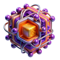 dramatic romantic contemporary A quantum computer, glowing wires and nodes, complex patterns, vibrant purple and orange hues, abstract art style artisan png