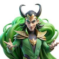 serene bold classic A mischievous Loki transforming into a raven, surrounded by swirling green mist, dimly lit, fantasy art style, 8K png