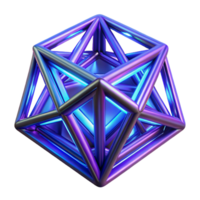 alluring distinctive Geometric fractals in shades of deep violet and electric blue, interconnected by glowing neon lines, dimly lit png