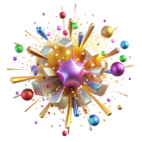 romantic impressive A chaotic explosion of glitter and confetti, illuminated by a bright, festive light source perfect clarity png