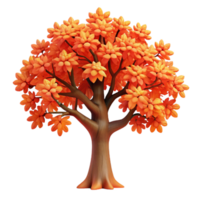 sought after elegant A majestic oak tree in full autumn foliage, vibrant red and orange leaves, detailed bark texture, realistic style original png