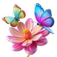 sought after gothic A group of butterflies fluttering around a vibrant flower, colorful wings, soft focus, dreamlike style refined png