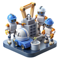 elegant dynamic geometric A group of robots working on a massive construction project in space. Constructivist style. Industrial lighting fine detail png