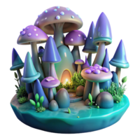 gorgeous elegant A hidden city of elves nestled within a giant, bioluminescent mushroom forest, intricate details, vibrant colors original png