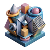impressive distinctive A complex, layered composition of geometric shapes and patterns, in a bold, graphic style, with high contrast lighting png