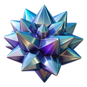distinguished art deco A cluster of crystalline structures, with sharp edges and facets, refracting light in a dazzling display, in a geometric, abstract style elite png