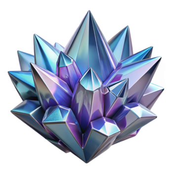 vibrant creative A cluster of crystalline structures, with sharp edges and facets, refracting light in a dazzling display, in a geometric, abstract style 4K png