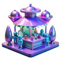 quintessential renaissance A futuristic marketplace filled with exotic alien vendors and holographic displays, vibrant and bustling with activity. High-key lighting. Cyberpunk style impeccable png