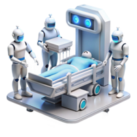 wonderful victorian A futuristic hospital, robots attending to patients in sleek, white rooms. Clean, sterile lighting. Medical sci-fi style 4K png