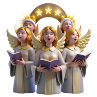 glorious surreal A group of celestial beings with glowing wings and halos singing in a celestial choir, ethereal, golden lighting, Renaissance painting style authentic png