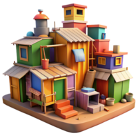 enchanting dynamic gothic A shantytown built from scrap materials, vibrant colors, sense of community, warm afternoon light elite png