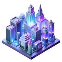 dramatic bold bohemian Isometric view of a complex futuristic cityscape, intricate details, bright neon lights, cyberpunk style impeccable png