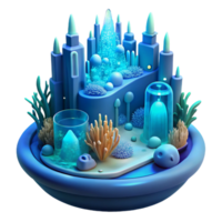 alluring acclaimed A serene, underwater city with bioluminescent coral reefs, soft blue lighting, science fantasy style png