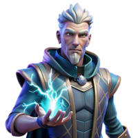 gorgeous reflective vintage Portrait of a powerful sorcerer with glowing hands and intricate tattoos, their expression focused and intense, lit by crackling bolts of magical energy gallery standard png
