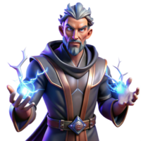 serene sought after Portrait of a powerful sorcerer with glowing hands and intricate tattoos, their expression focused and intense, lit by crackling bolts of magical energy png