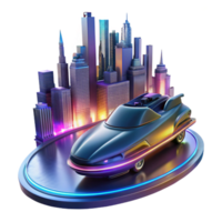 stunning nostalgic gothic A futuristic hovercar racing through a neon lit cityscape at night, trails of light streaking behind it, rendered in a hyperrealistic, cinematic style masterfully captured png