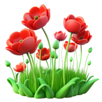 timeless avant garde A field of blooming poppies in the wind, vibrant red and green, Impressionist style ultra HD png
