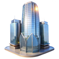dazzling distinguished A towering skyscraper made entirely of glass, reflecting the surrounding cityscape, bright sunlight, modern architecture, sense of transparency and innovation png