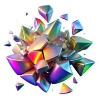 splendid dramatic tropical A chaotic explosion of shattered glass shards, reflecting a spectrum of rainbow colors, futuristic style impeccable png