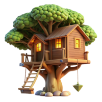 vibrant passionate creative A treehouse built into a giant sequoia, rustic wood and rope, warm sunlight filtering through leaves, whimsical, illustration, perfect clarity png