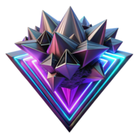 playful gorgeous Geometric fractals cascading into a chaotic abyss, lit by sharp, contrasting neon lights, in a cyberpunk, glitch art style high resolution png